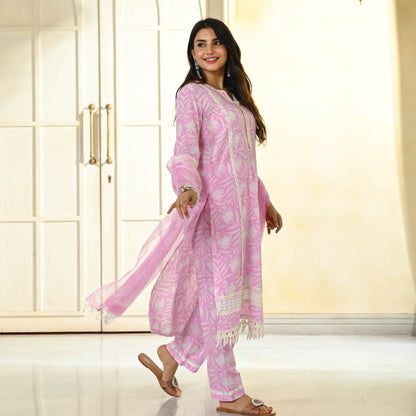 Sakhi Fashions Baby Pink Handblock Printed Suit Set