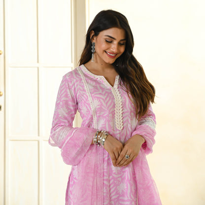 Sakhi Fashions Baby Pink Handblock Printed Suit Set