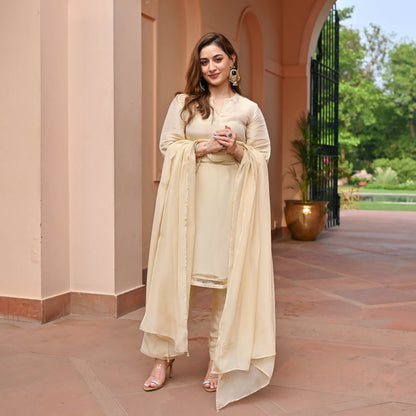 Ivory Tissue Silk Suit Set