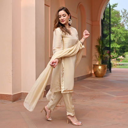 Ivory Tissue Silk Suit Set