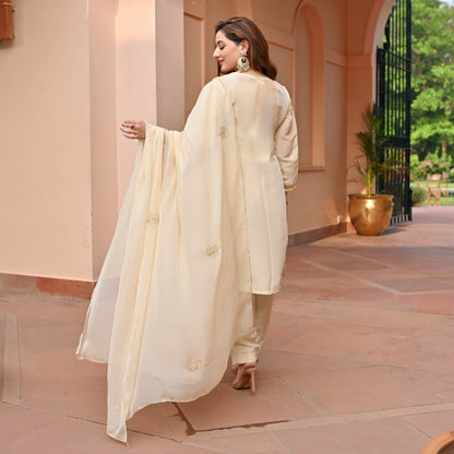 Ivory Tissue Silk Suit Set
