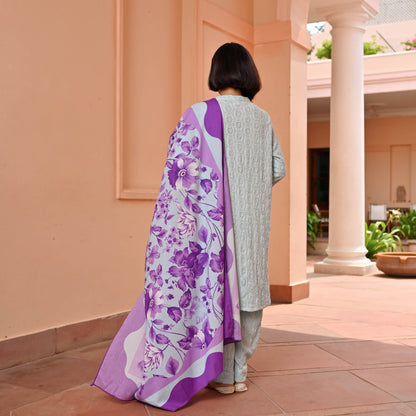 Blush Lilac Cotton Schiffli Suit Set