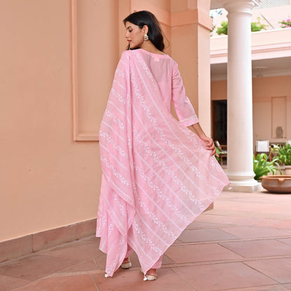 Blush Cotton Suit with Embroidery Dupatta