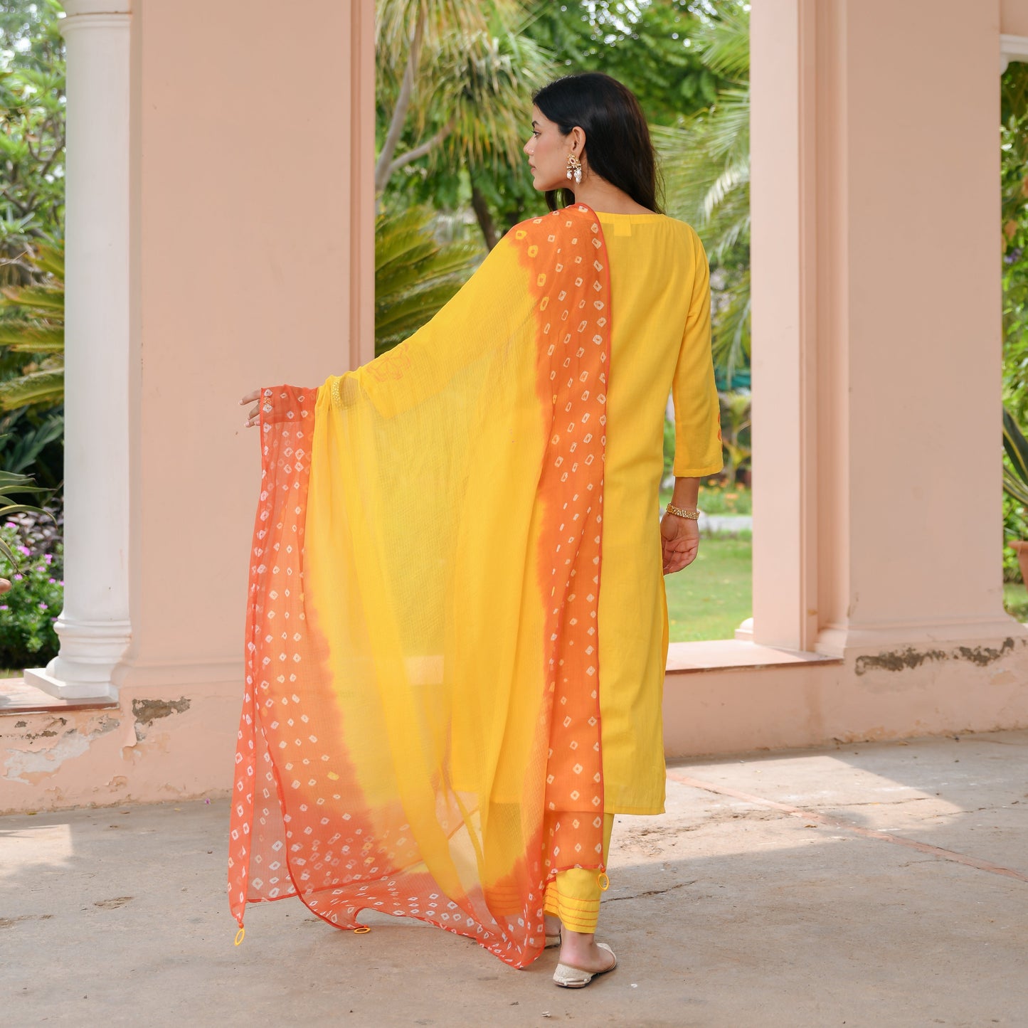 Yellow Bandhej Cotton Suit Set