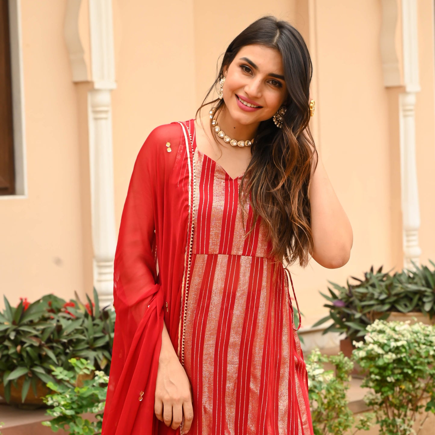 Candy Red Lurex Suit Set
