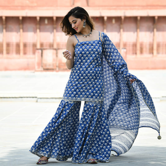 Sakhi Fashions Sitara Handblock Printed Suit Set