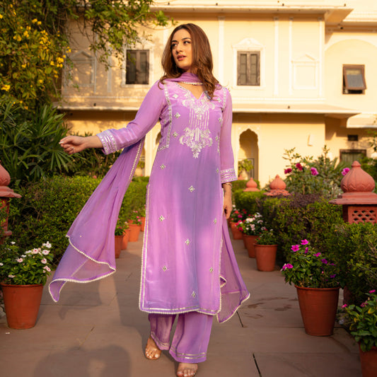 Sakhi Fashions Pastel White Embroidered Kurta Set