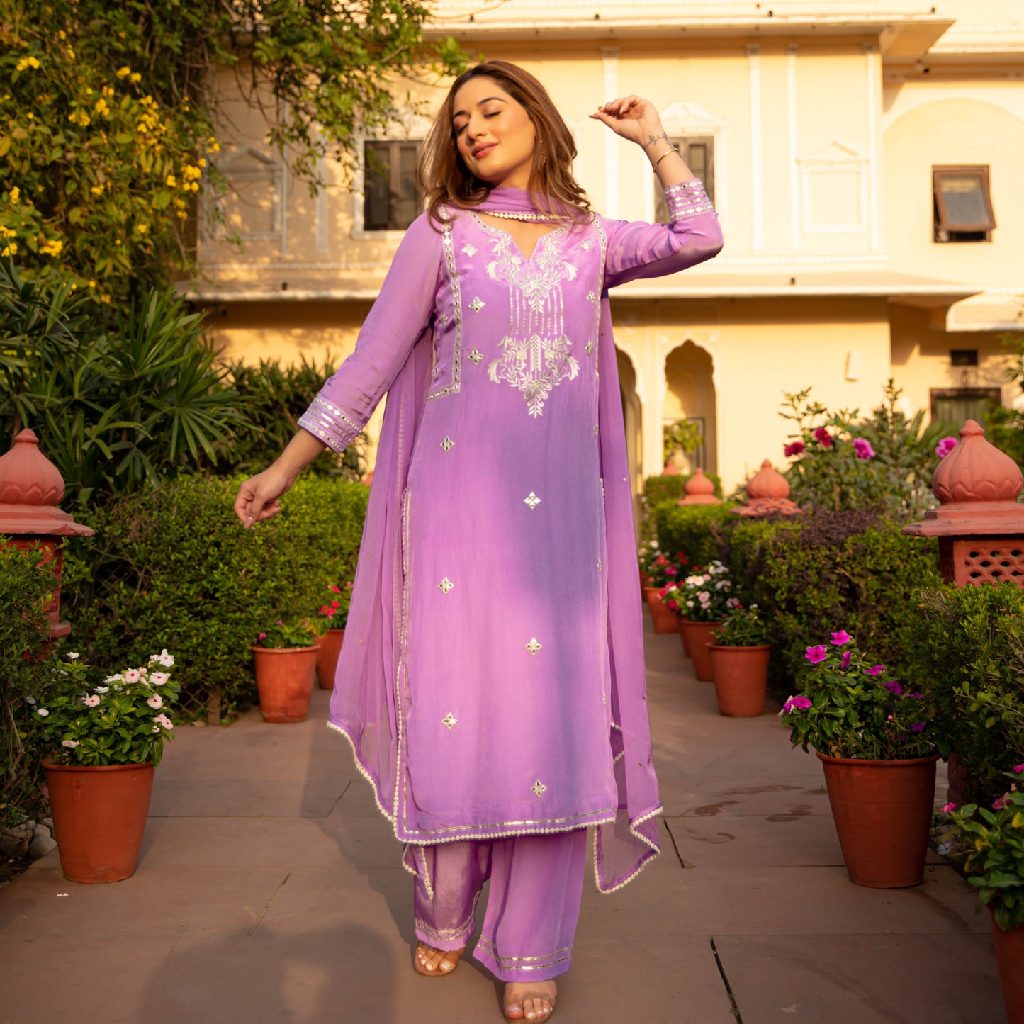 Sakhi Fashions Pastel White Embroidered Kurta Set