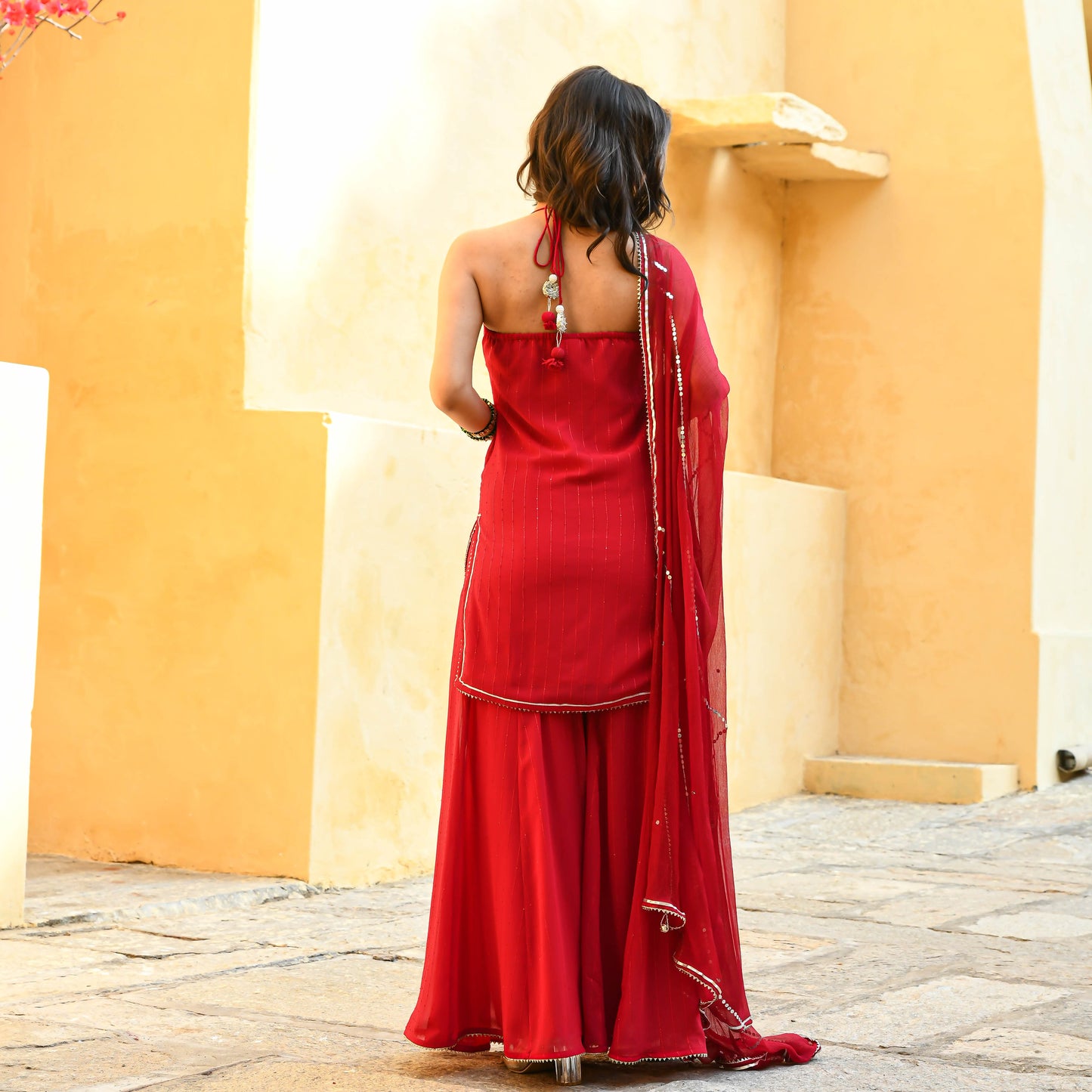 Sakhi Fashions Apple Red Sequin Salwar Suit