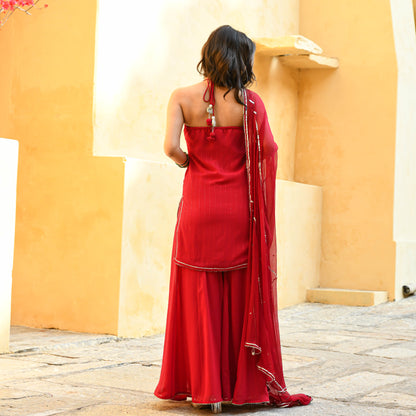 Sakhi Fashions Apple Red Sequin Salwar Suit