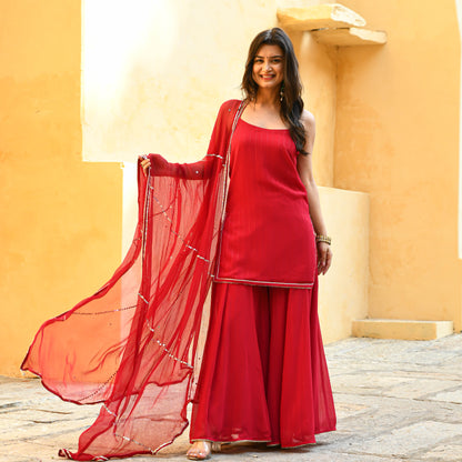 Sakhi Fashions Apple Red Sequin Salwar Suit