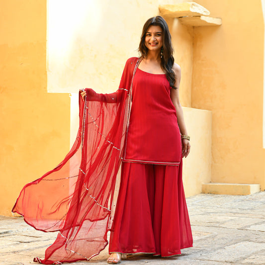 Sakhi Fashions Apple Red Sequin Salwar Suit