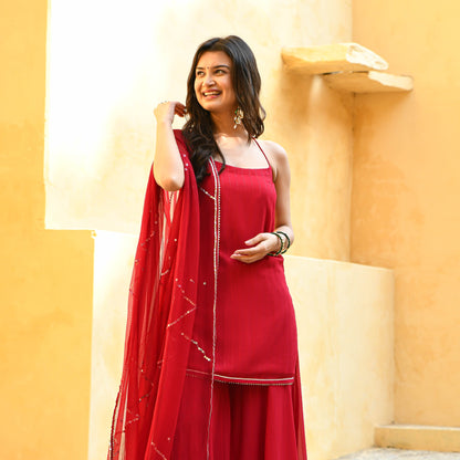 Sakhi Fashions Apple Red Sequin Salwar Suit
