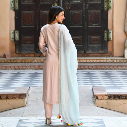 Baby Blue Pink Embroidered Salwar Suit