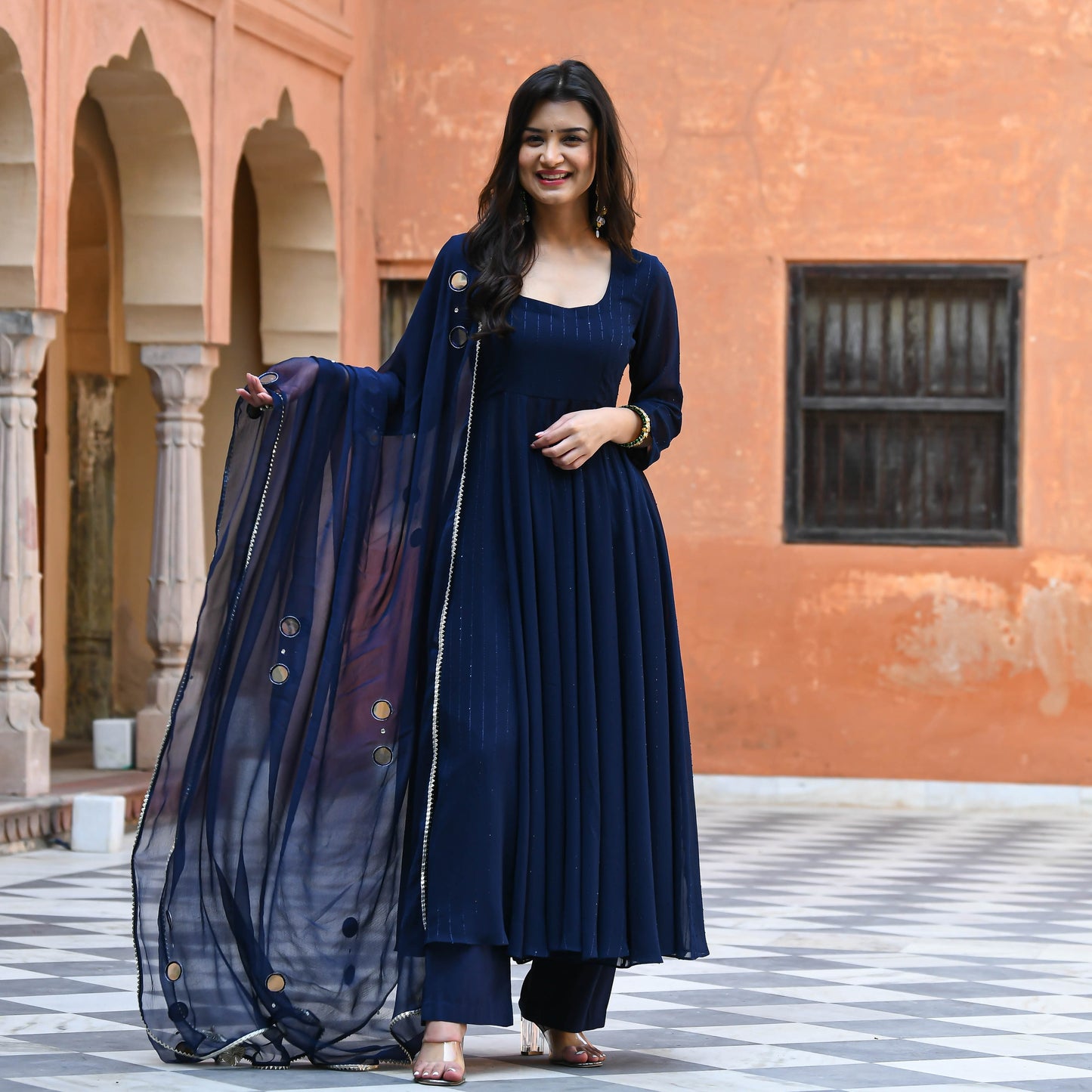 Sakhi Fashions Dark Blue Sequin Salwar Suit
