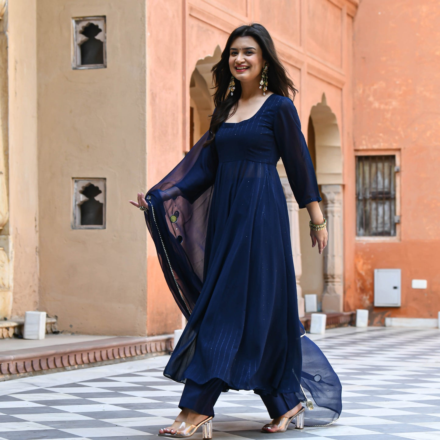Sakhi Fashions Dark Blue Sequin Salwar Suit