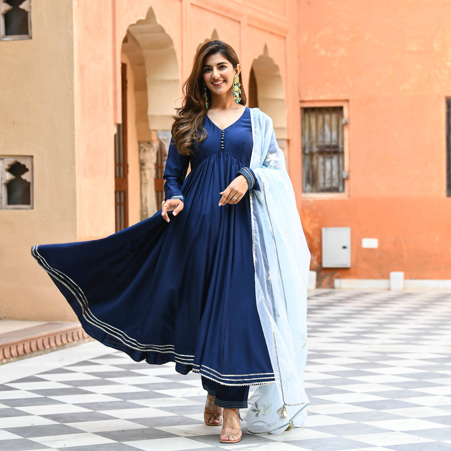 Sakhi Fashions Shades of Blue Gotta Salwar Suit
