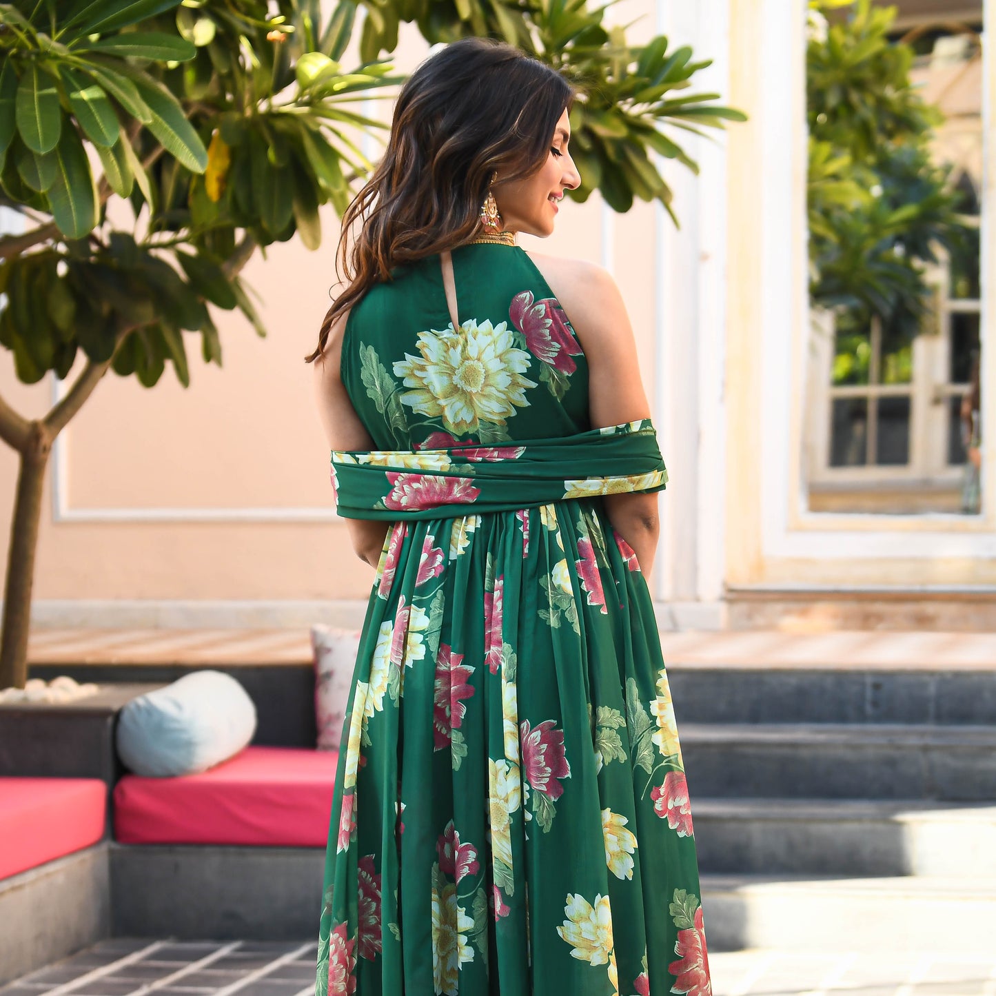 Sakhi Fashions Dark Green Floral Print Georgette Salwar Suit